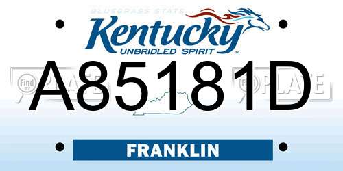 A85181D Kentucky License Plate