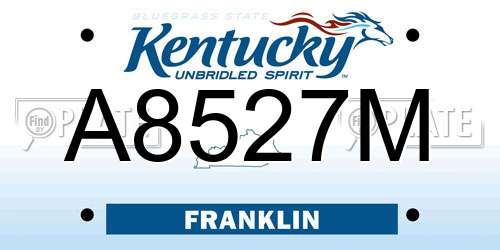 A8527M Kentucky License Plate