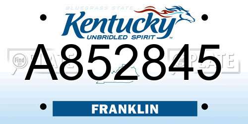 A852845 Kentucky License Plate