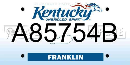 A85754B Kentucky License Plate