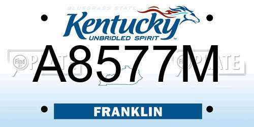 A8577M Kentucky License Plate