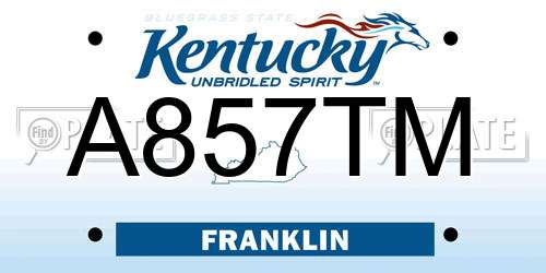 A857TM Kentucky License Plate