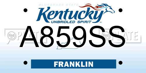 A859SS Kentucky License Plate