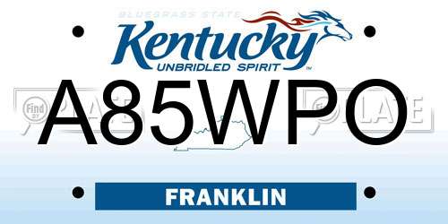 A85WPO Kentucky License Plate