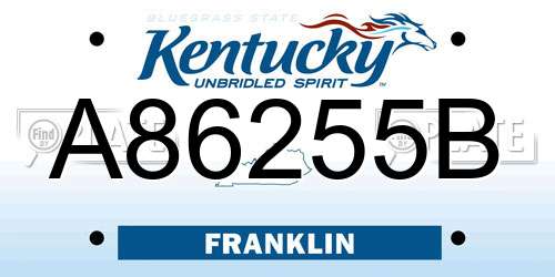 A86255B Kentucky License Plate