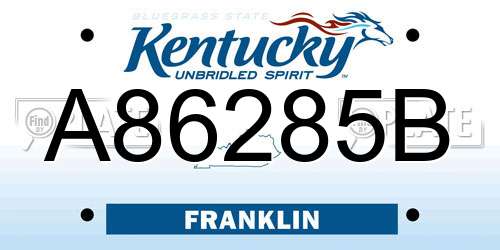 A86285B Kentucky License Plate