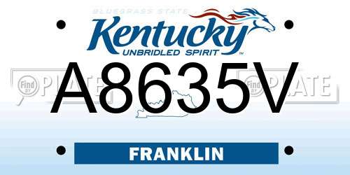 A8635V Kentucky License Plate