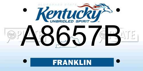 A8657B Kentucky License Plate