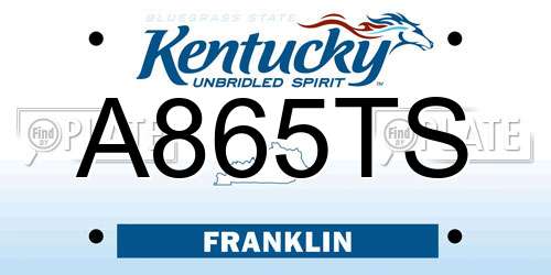 A865TS Kentucky License Plate