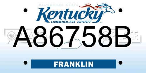 A86758B Kentucky License Plate