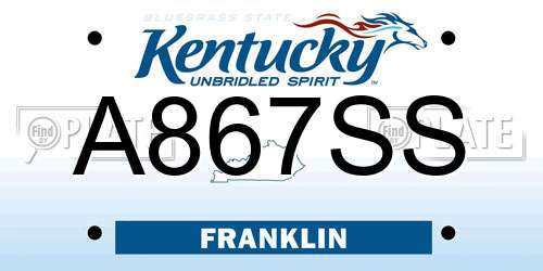 A867SS Kentucky License Plate