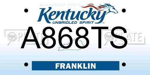 A868TS Kentucky License Plate