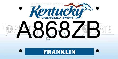 A868ZB Kentucky License Plate
