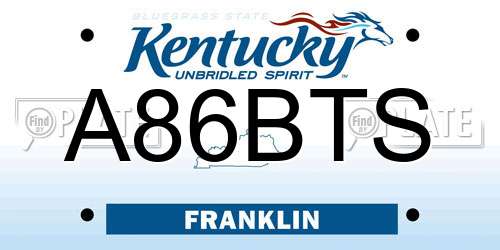 A86BTS Kentucky License Plate