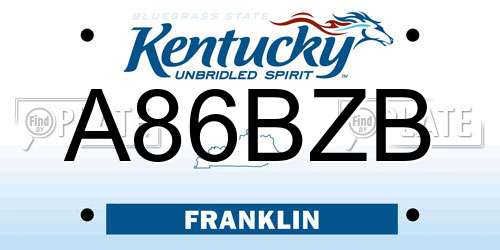 A86BZB Kentucky License Plate