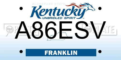 A86ESV Kentucky License Plate