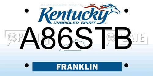 A86STB Kentucky License Plate
