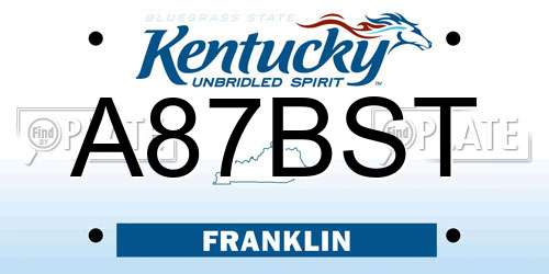 A87BST Kentucky License Plate