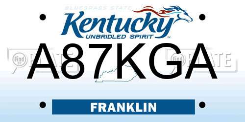 A87KGA Kentucky License Plate