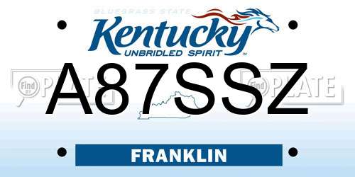 A87SSZ Kentucky License Plate