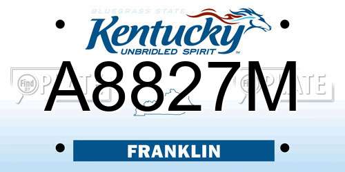 A8827M Kentucky License Plate
