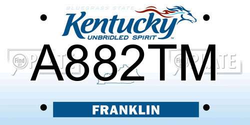A882TM Kentucky License Plate