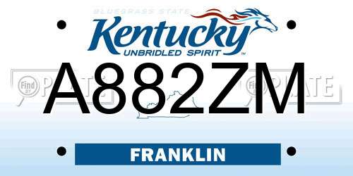 A882ZM Kentucky License Plate