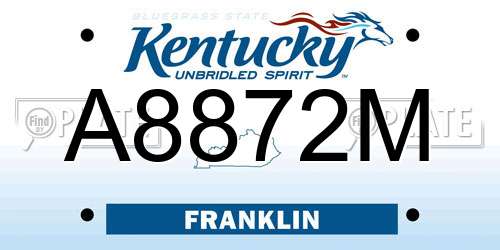 A8872M Kentucky License Plate