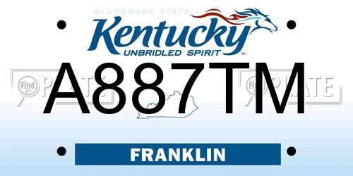 A887TM Kentucky License Plate
