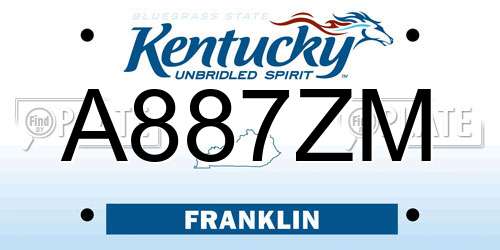 A887ZM Kentucky License Plate