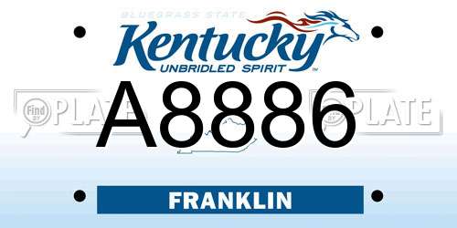 A8886 Kentucky License Plate