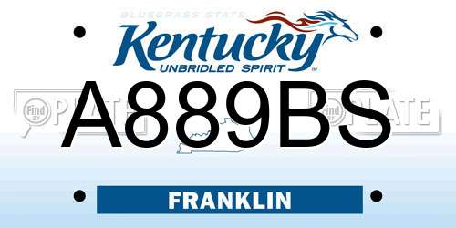 A889BS Kentucky License Plate