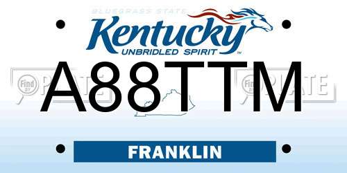 A88TTM Kentucky License Plate