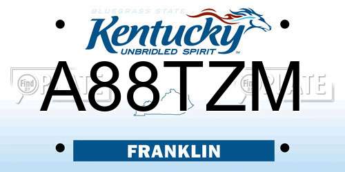 A88TZM Kentucky License Plate