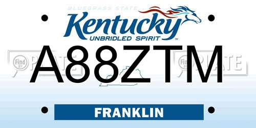 A88ZTM Kentucky License Plate