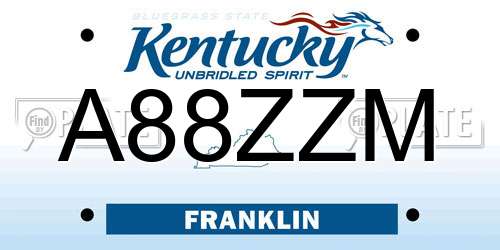 A88ZZM Kentucky License Plate