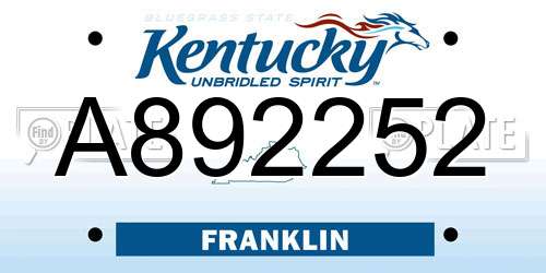 A892252 Kentucky License Plate