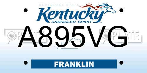 A895VG Kentucky License Plate