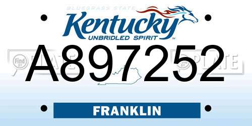 A897252 Kentucky License Plate