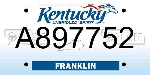 A897752 Kentucky License Plate