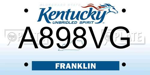 A898VG Kentucky License Plate