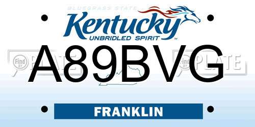 A89BVG Kentucky License Plate