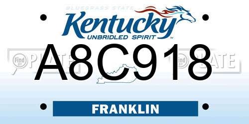 A8C918 Kentucky License Plate
