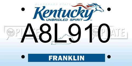 A8L910 Kentucky License Plate