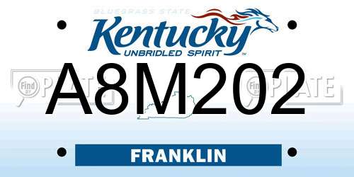 A8M202 Kentucky License Plate