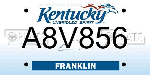 A8V856 Kentucky License Plate