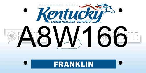 A8W166 Kentucky License Plate