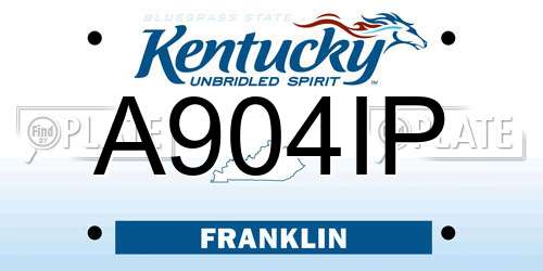 A904IP Kentucky License Plate