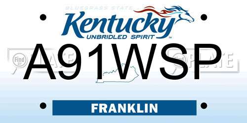 A91WSP Kentucky License Plate