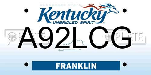 A92LCG Kentucky License Plate